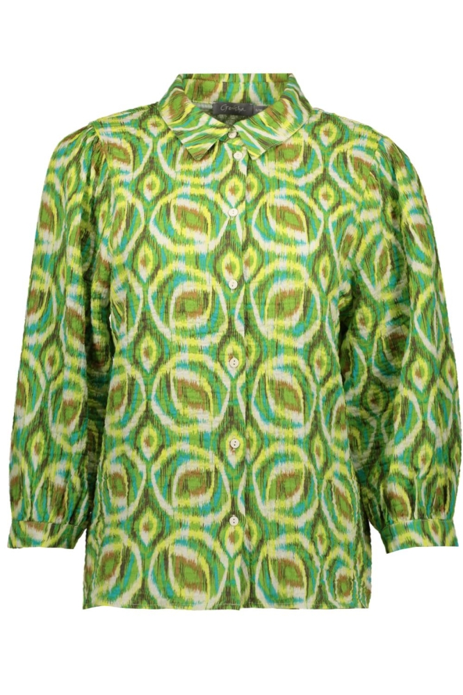 BLOUSE MET PRINT 53234 20 GREEN/AQUA
